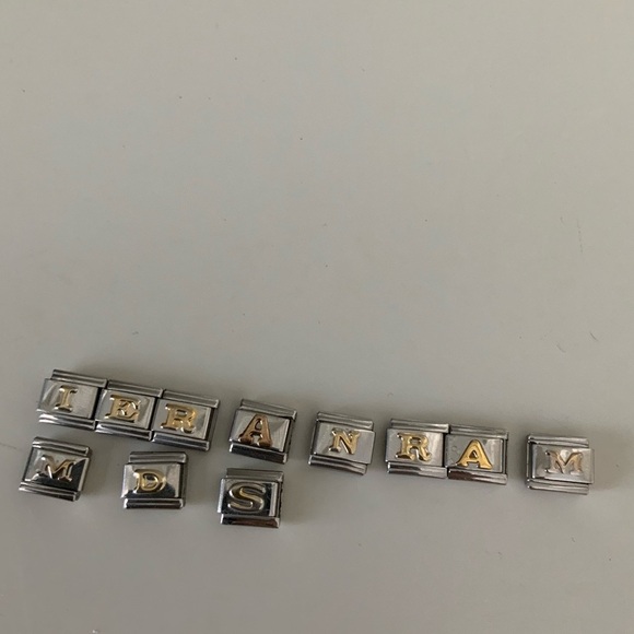 Vintage Y2K Italian Charm Bracelet Link Charms Letters Silver X 32 - Picture 9 of 11